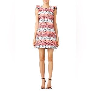 Giamba Pink, White, Black Floral Mini Shift Dress Flutter Sleeve XS/S EUC